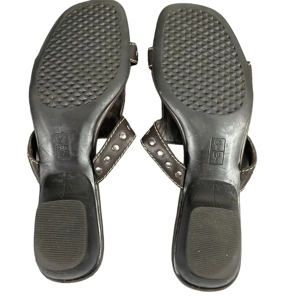 Aerosoles Brown Tan Two Tone Comfort Sandals Flexible Sole Lightweight Summer
